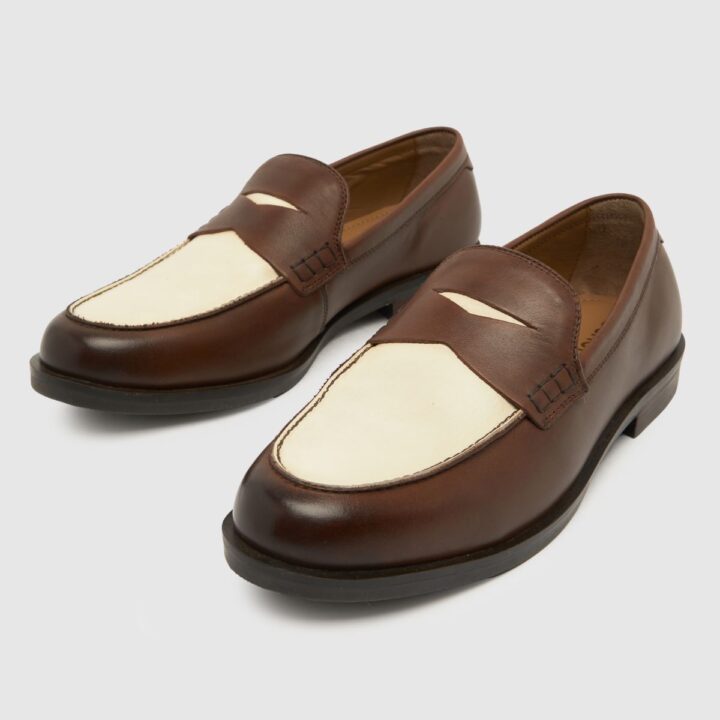 schuh Penny Loafer in Brown and Cream