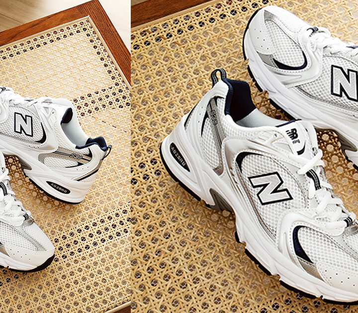 New Balance 530 in White on Ratan Effect Table