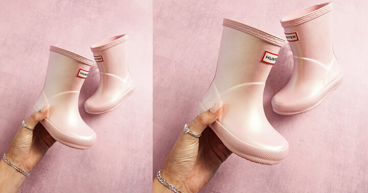 Hunter Wellies in Pink on Pink Background